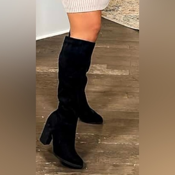 Brinley Co. Womens Detailed Knee High Boot with Faux Suede and Inside - Picture 2 of 4